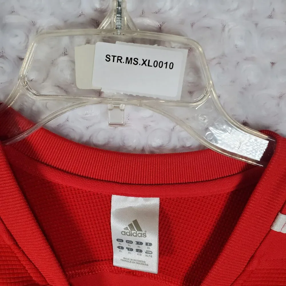 Adidas Men's Short Sleeve Soccer Jersey T-Shirt Red Crew Neck Size XL